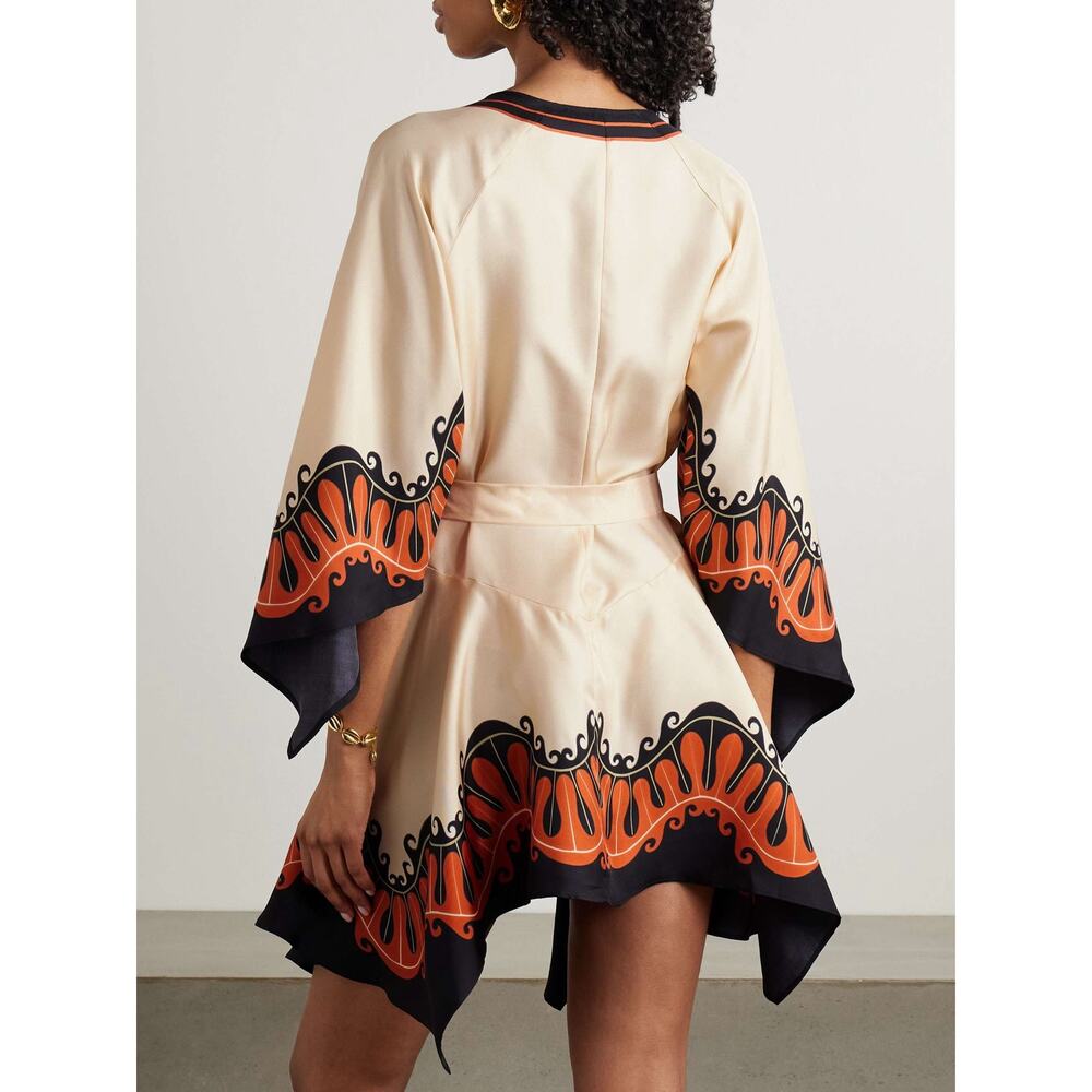 La DoubleJ x Mother Malibu Silk Twill Mini Dress Pacific Placée Print Size S NWT - Picture 2 of 10